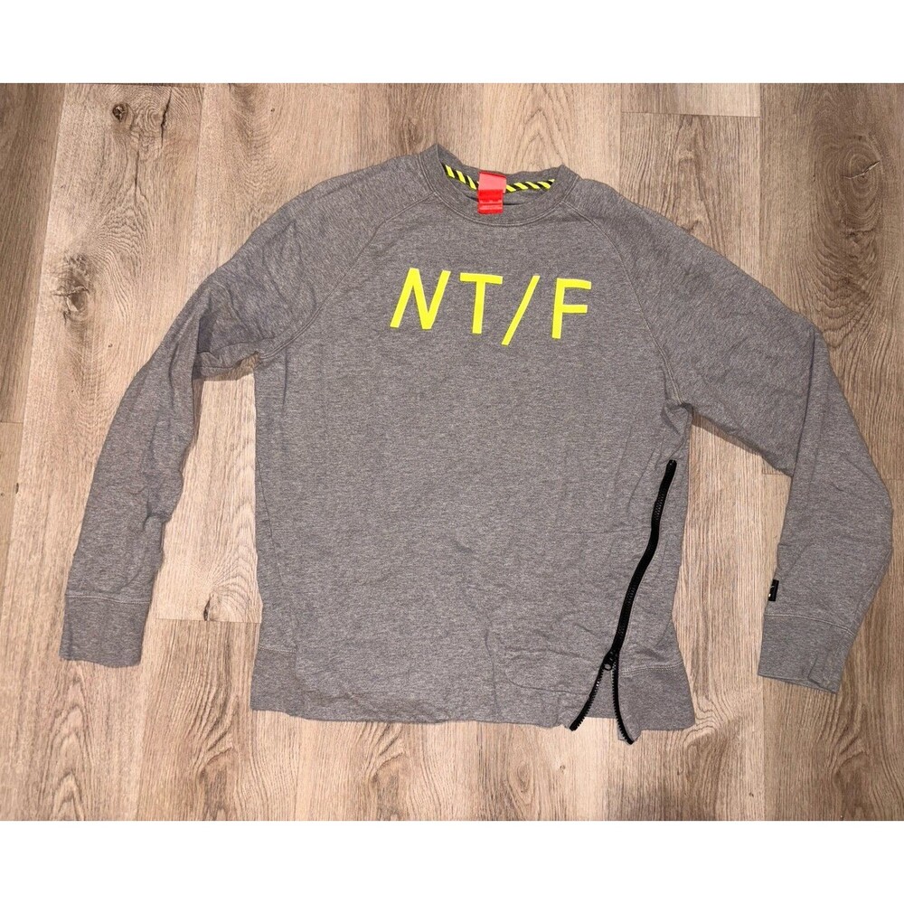 Nike Track Sweatshirt Mens Women XL Gray Pullover Side Zipper Crewneck Zip NT/ F